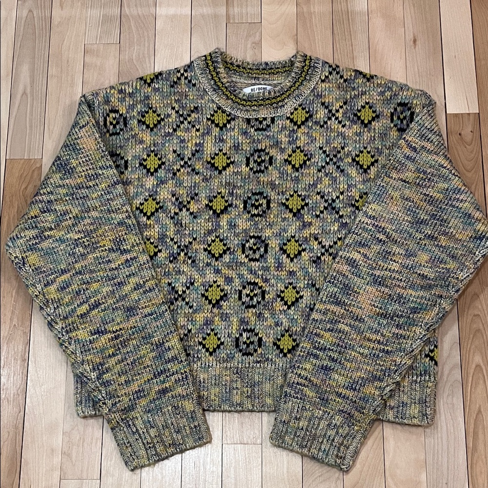 Re/Done Multicolor knit Crewneck Sweater